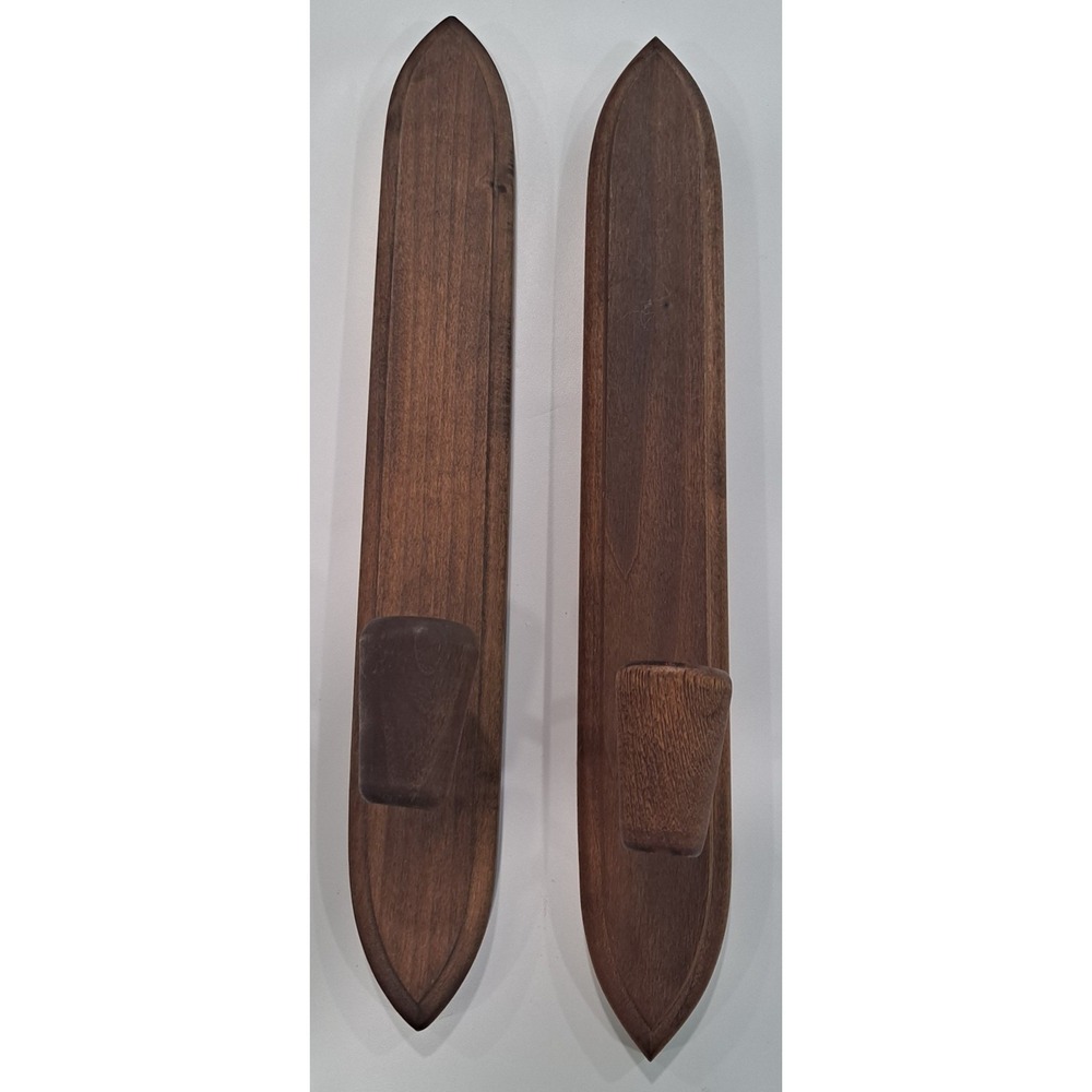 2 HODA Wooden Candle Wall Sconces Mid Century Modern Danish‎ Taper Votive Holder